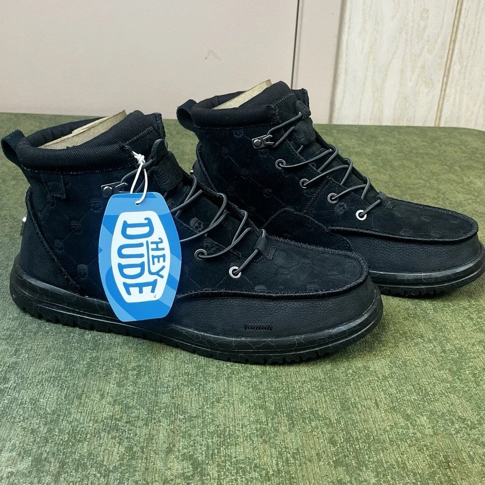 Size 11-Jelly Roll Hey Dude‎ Suede Bradley Boot Black Skull Print Brand New